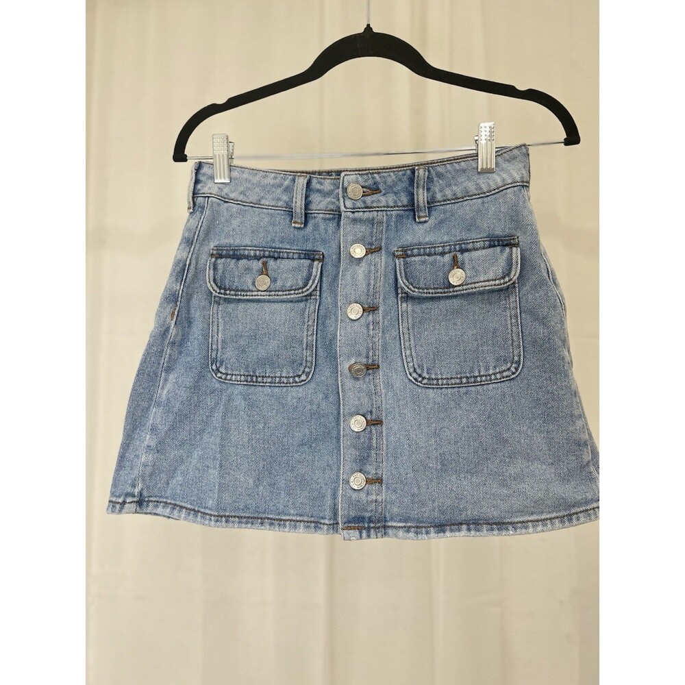 PacSun Denim Mini Skirt Button-Up Front Pockets Light Wash XS 25 x 15.5